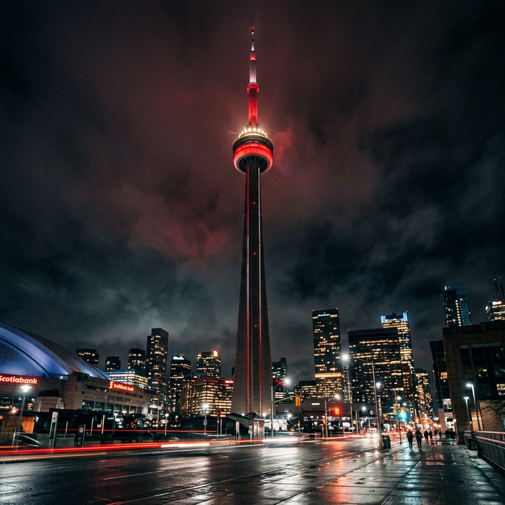 CN Tower in Toronto at night